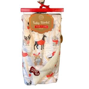 Tiny Mittens Puppy Days of Winter Holiday Reversible Sherpa Baby Blanket